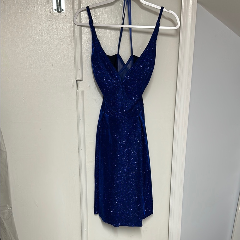 Elegant Blue Halter Dress